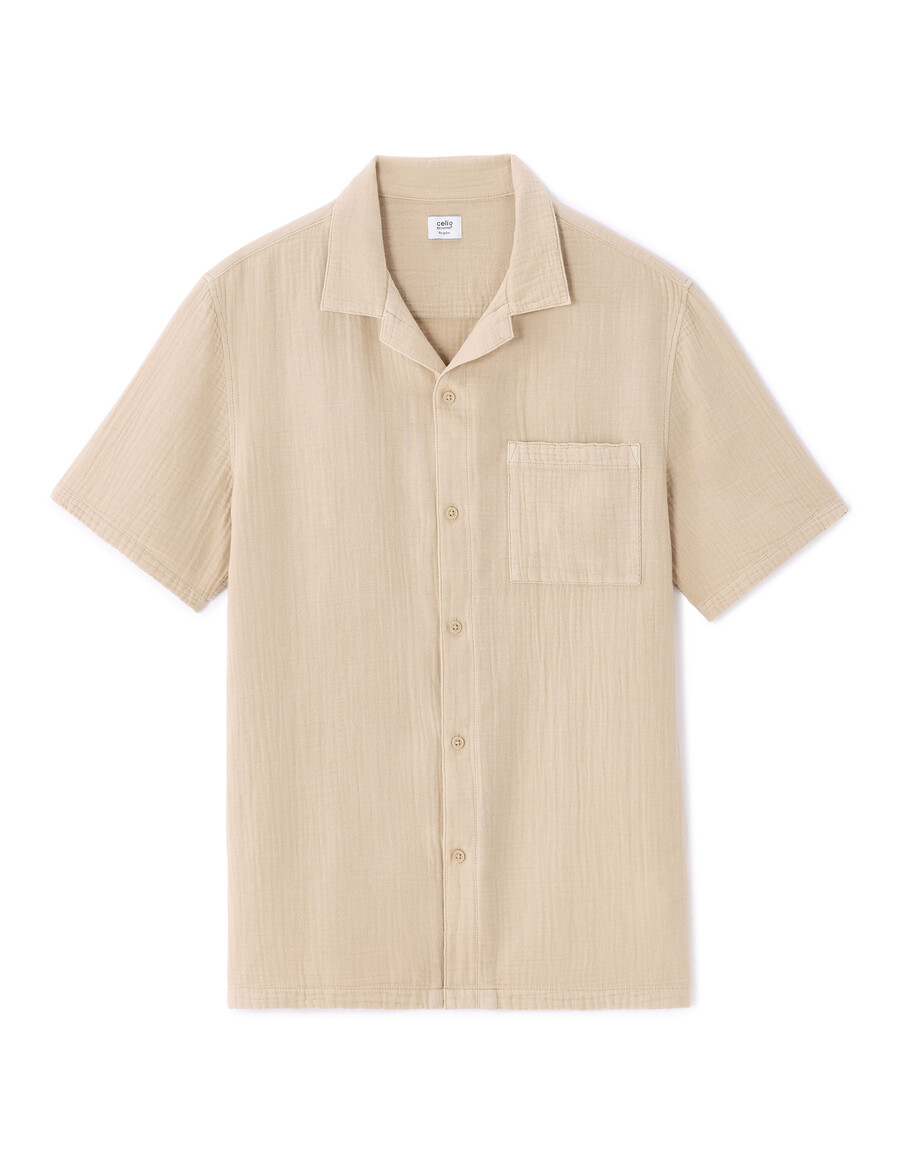 camisa de gasa de algodón de corte regular