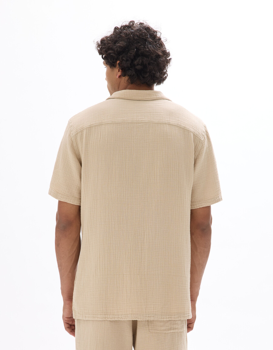 camisa de gasa de algodón de corte regular