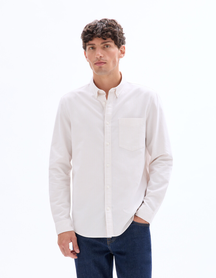 camisa de rayas de corte regular 100 algodón oxford