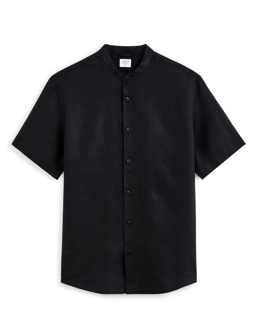 camisa de cuello mandarín de corte regular 100 lino
