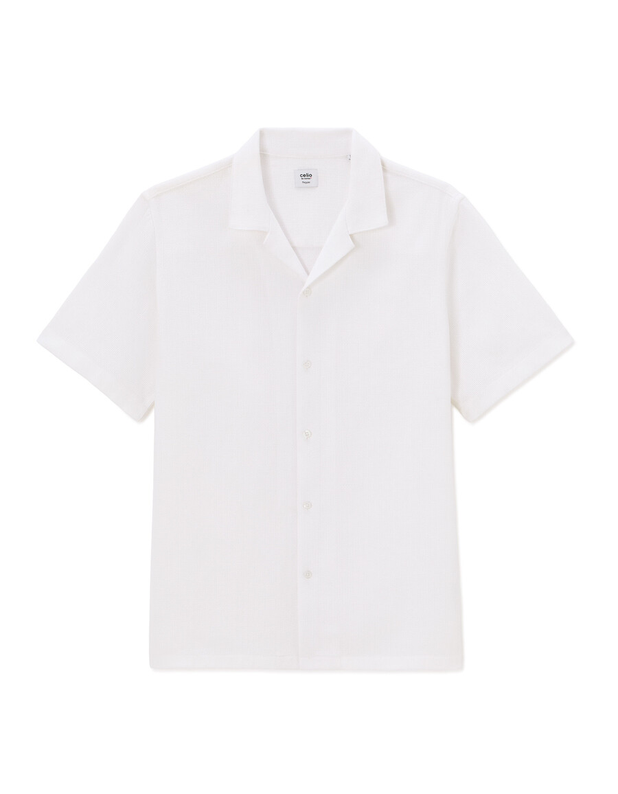 camisa de corte regular con efecto flameado 100 algodón