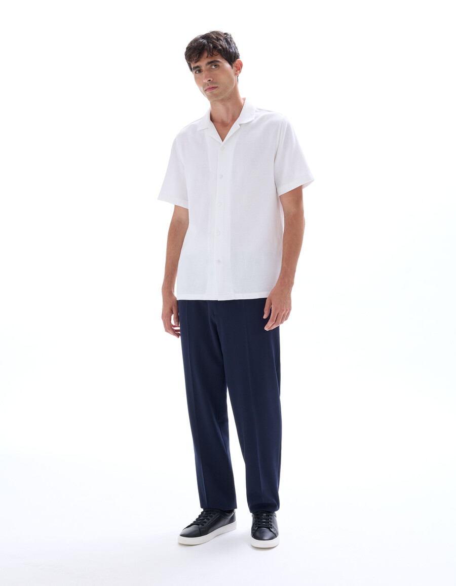 camisa de corte regular con efecto flameado 100 algodón