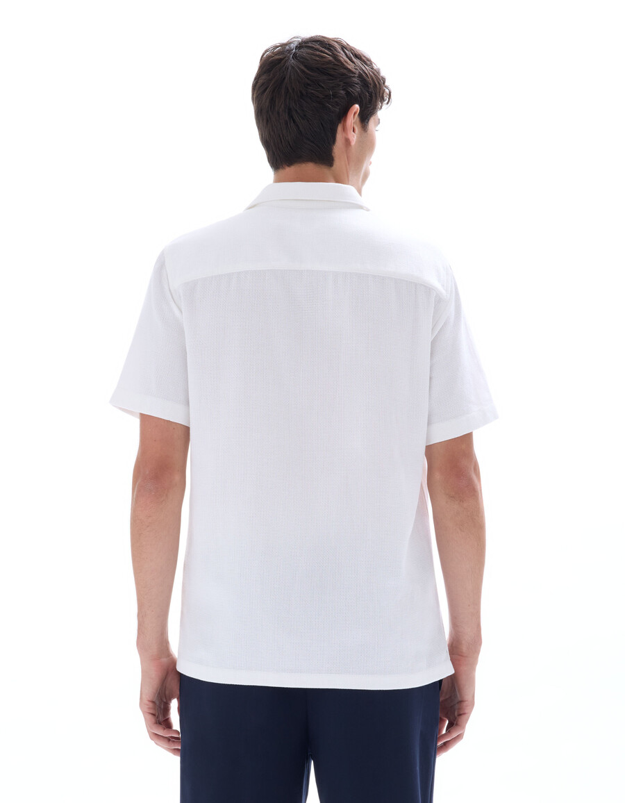 camisa de corte regular con efecto flameado 100 algodón