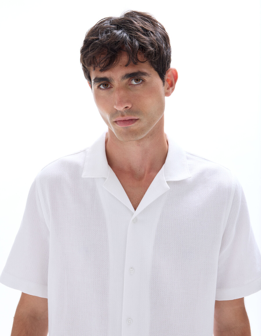camisa de corte regular con efecto flameado 100 algodón