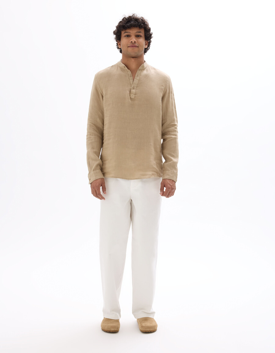 bata de cuello mao 100 lino