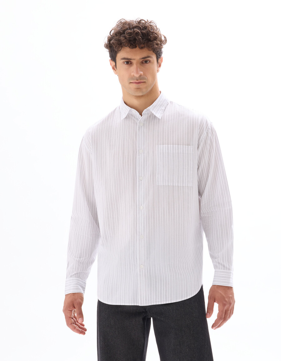 camisa holgada de popelina a rayas