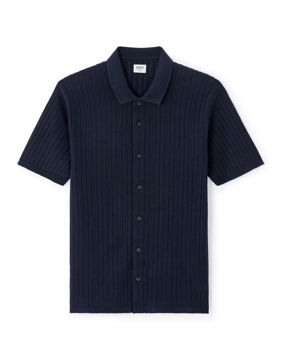 camisa de punto calado de corte regular