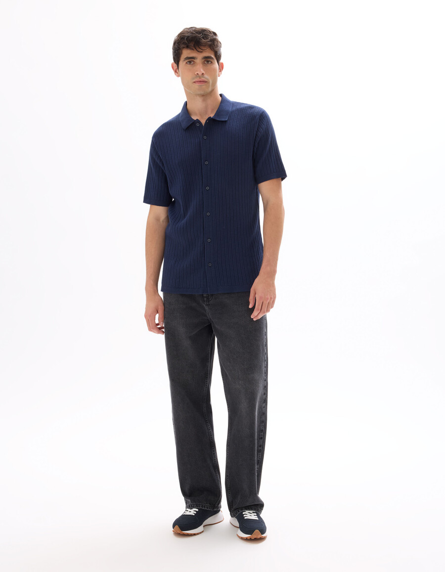 camisa de punto calado de corte regular