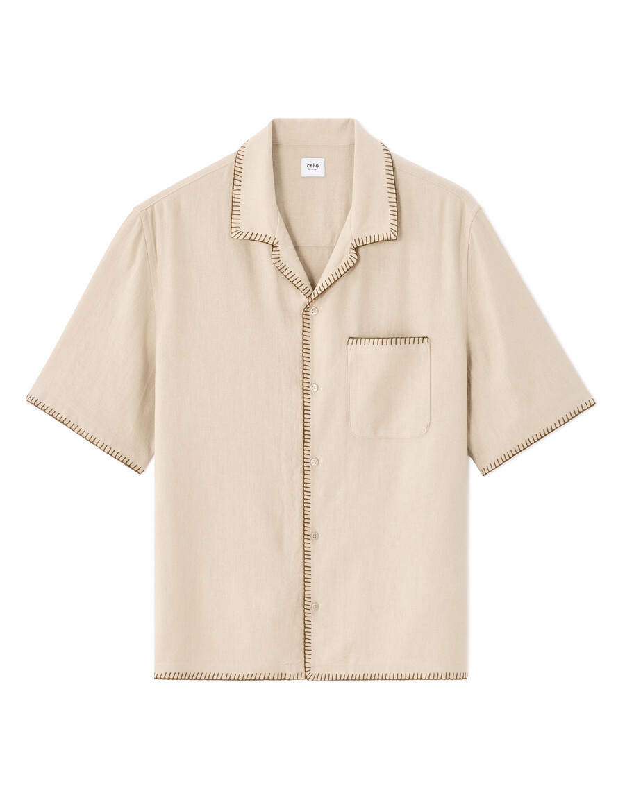 camisa de lino y viscosa de corte regular