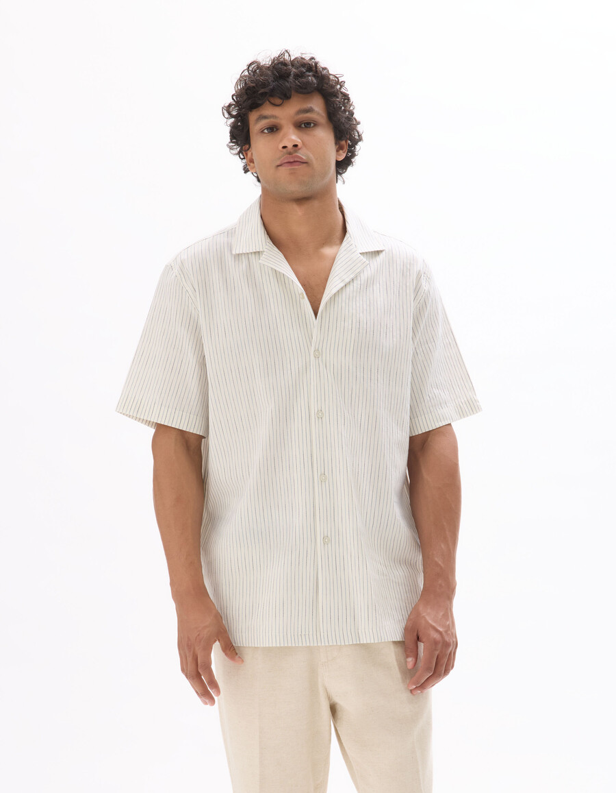 camisa de corte regular 100 algodón con hilo sobre hilo