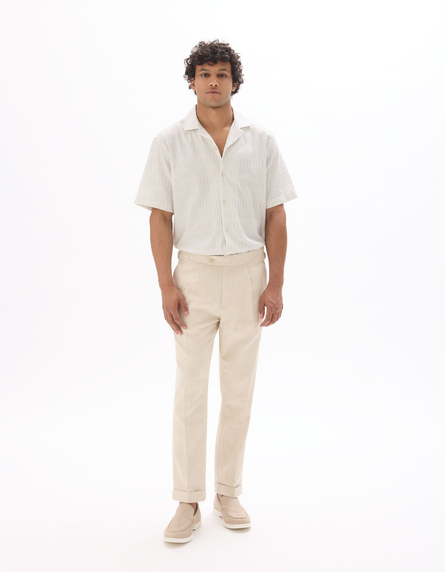 camisa de corte regular 100 algodón con hilo sobre hilo