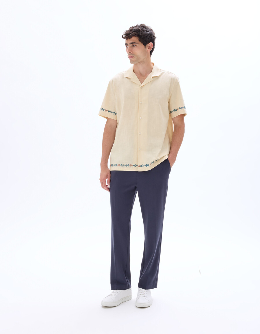camisa bordada de corte regular 100 algodón
