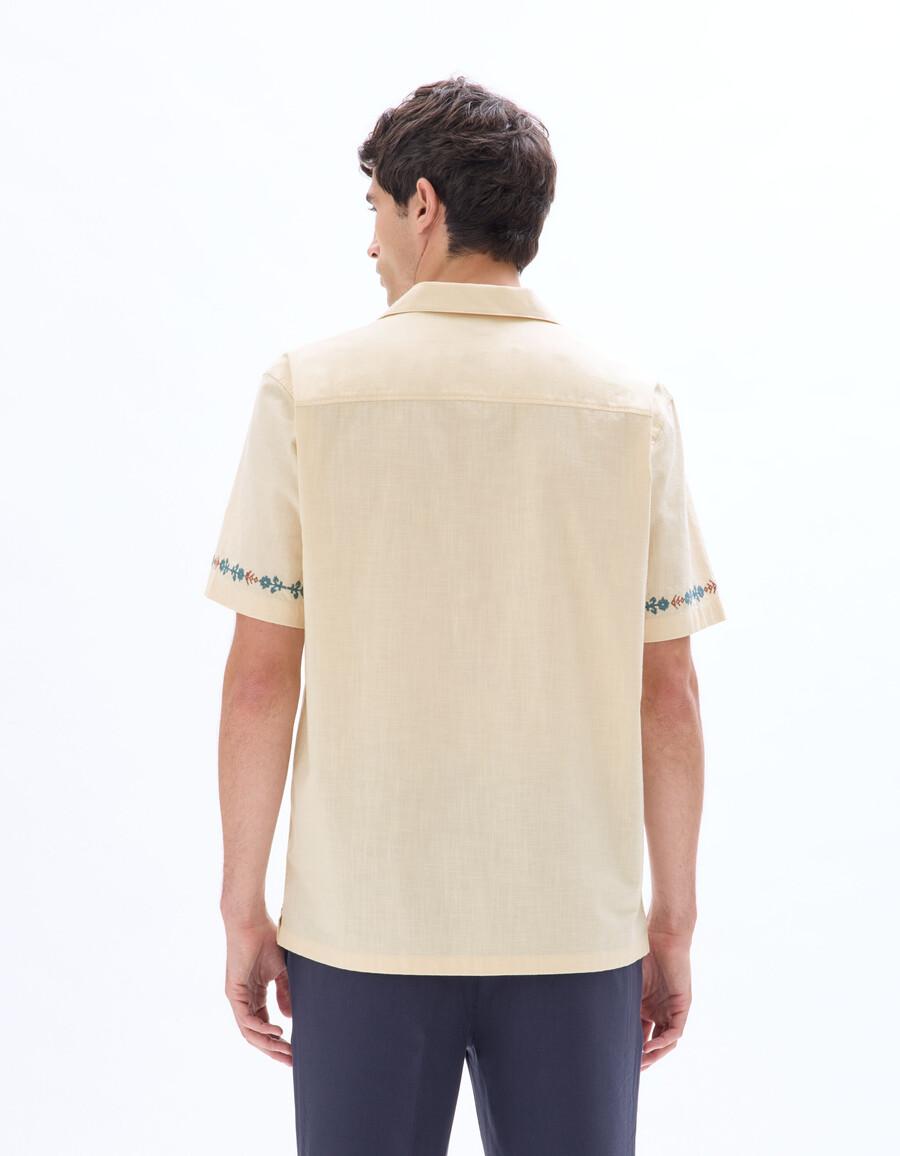 camisa bordada de corte regular 100 algodón
