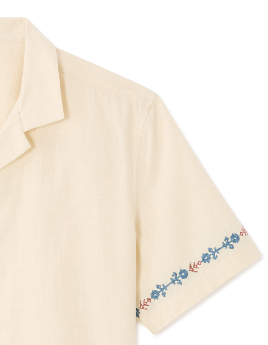 camisa bordada de corte regular 100 algodón