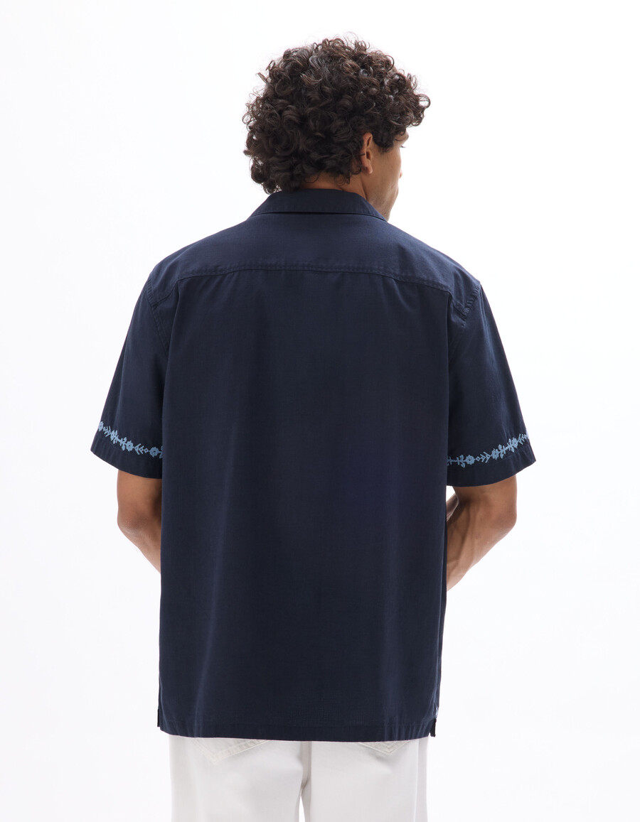 camisa bordada de corte regular 100 algodón
