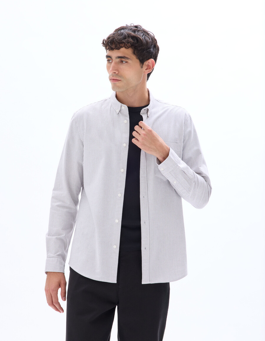camisa de rayas de corte regular 100 algodón oxford