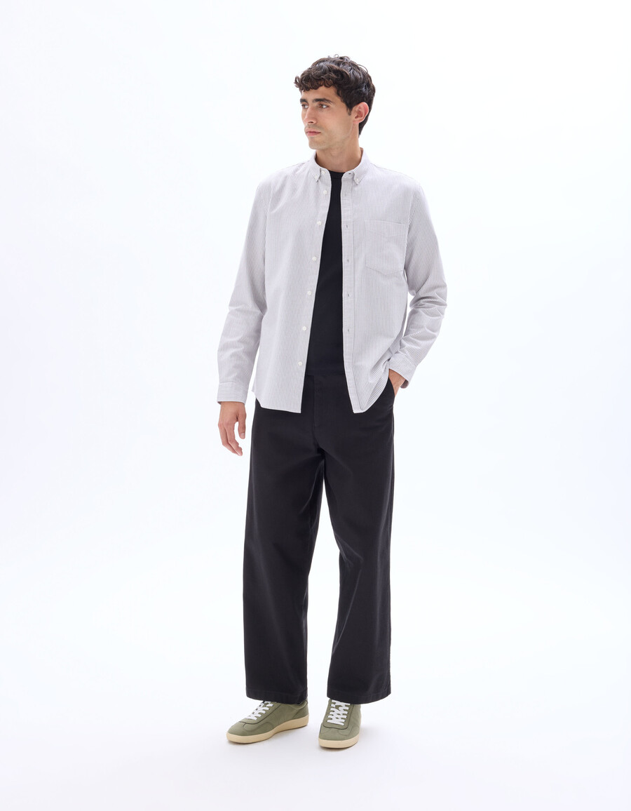 camisa de rayas de corte regular 100 algodón oxford