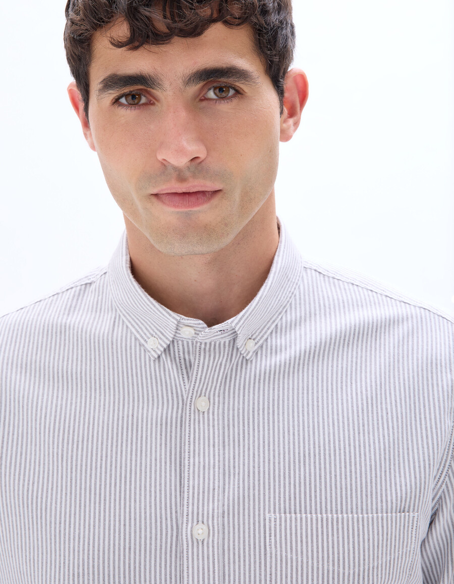 camisa de rayas de corte regular 100 algodón oxford