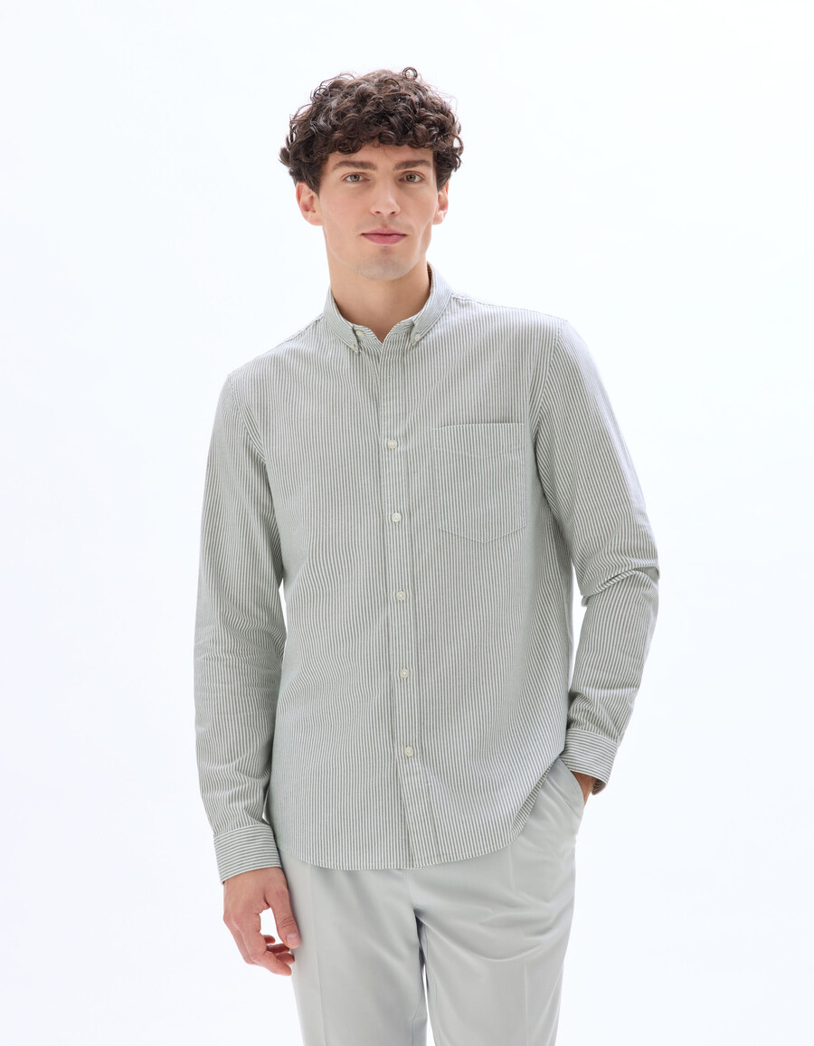 camisa de rayas de corte regular 100 algodón oxford