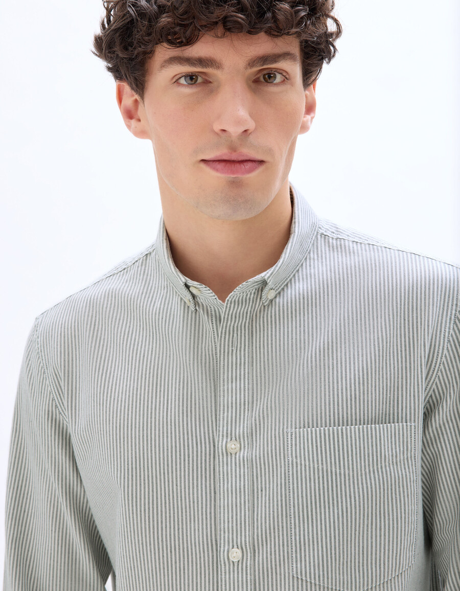 camisa de rayas de corte regular 100 algodón oxford