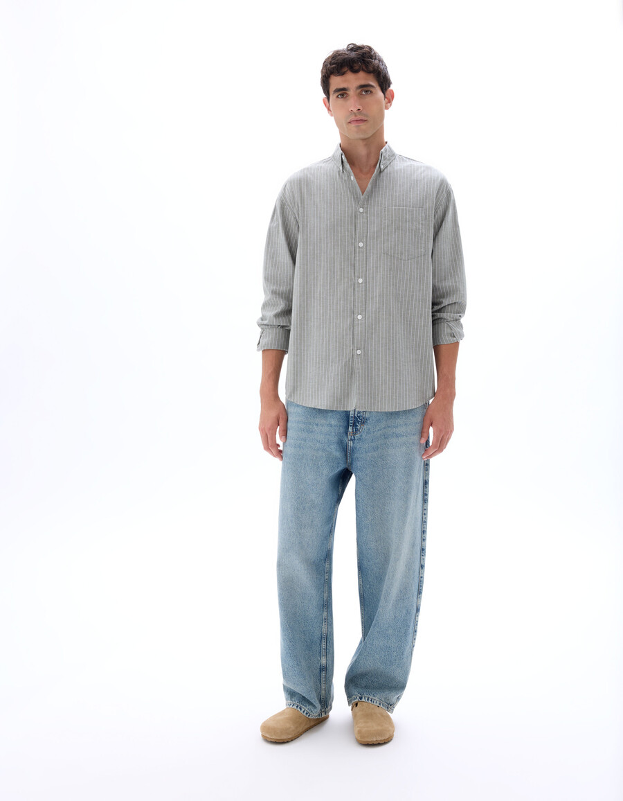 camisa oxford holgada a rayas