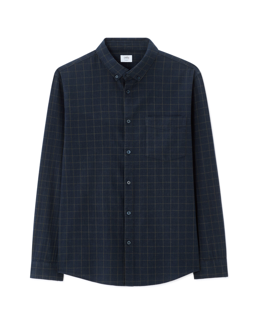 camisa de franela a cuadros de corte regular