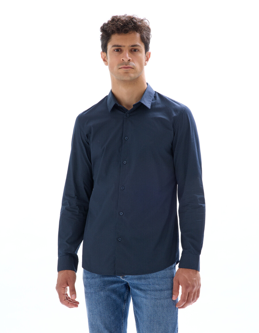 camisa estampada de corte entallado 100 algodón