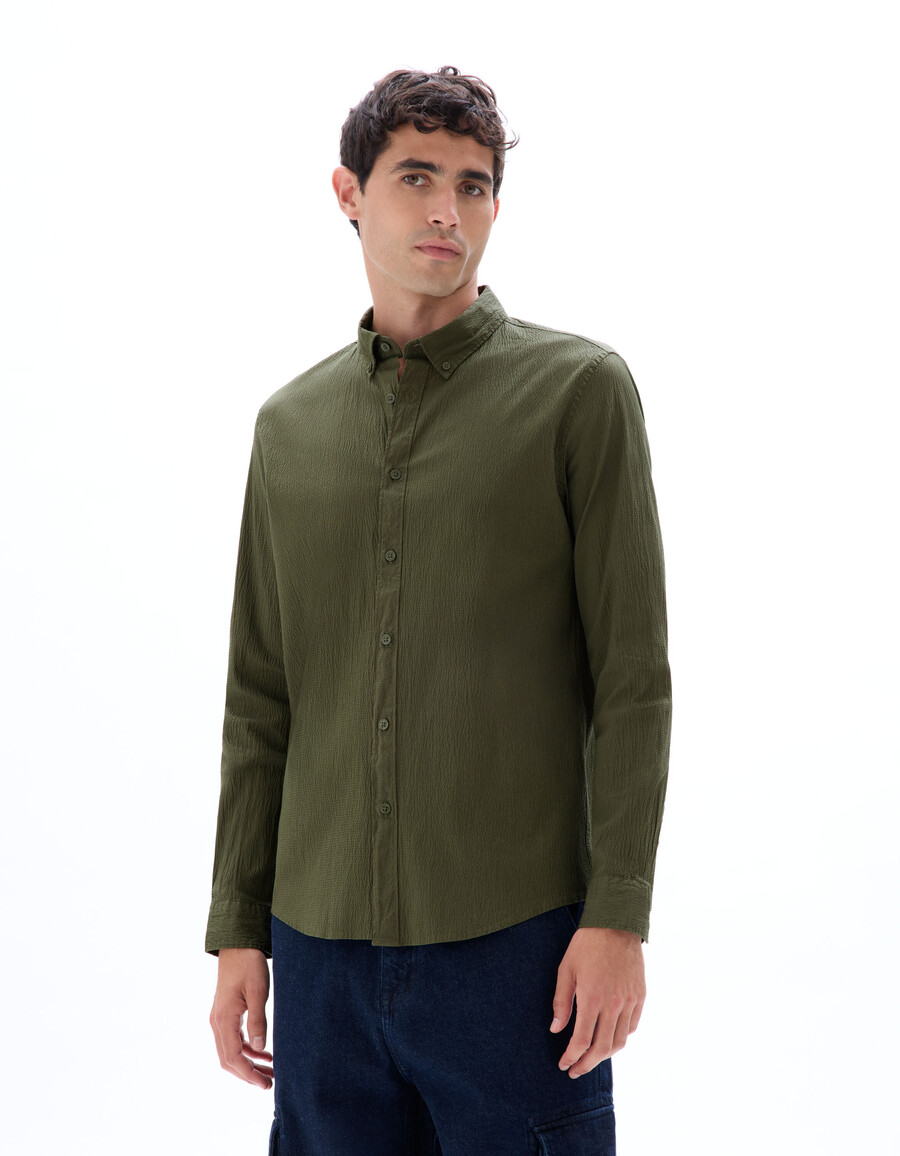 camisa de seersucker regular