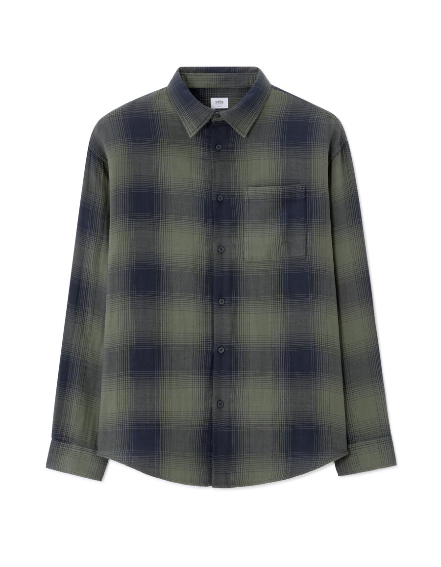 camisa holgada de franela a cuadros
