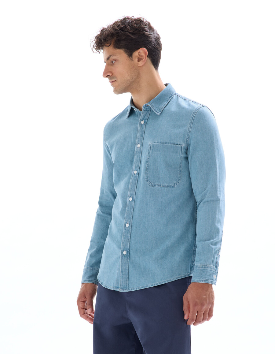 camisa vaquera de corte regular 100 algodón