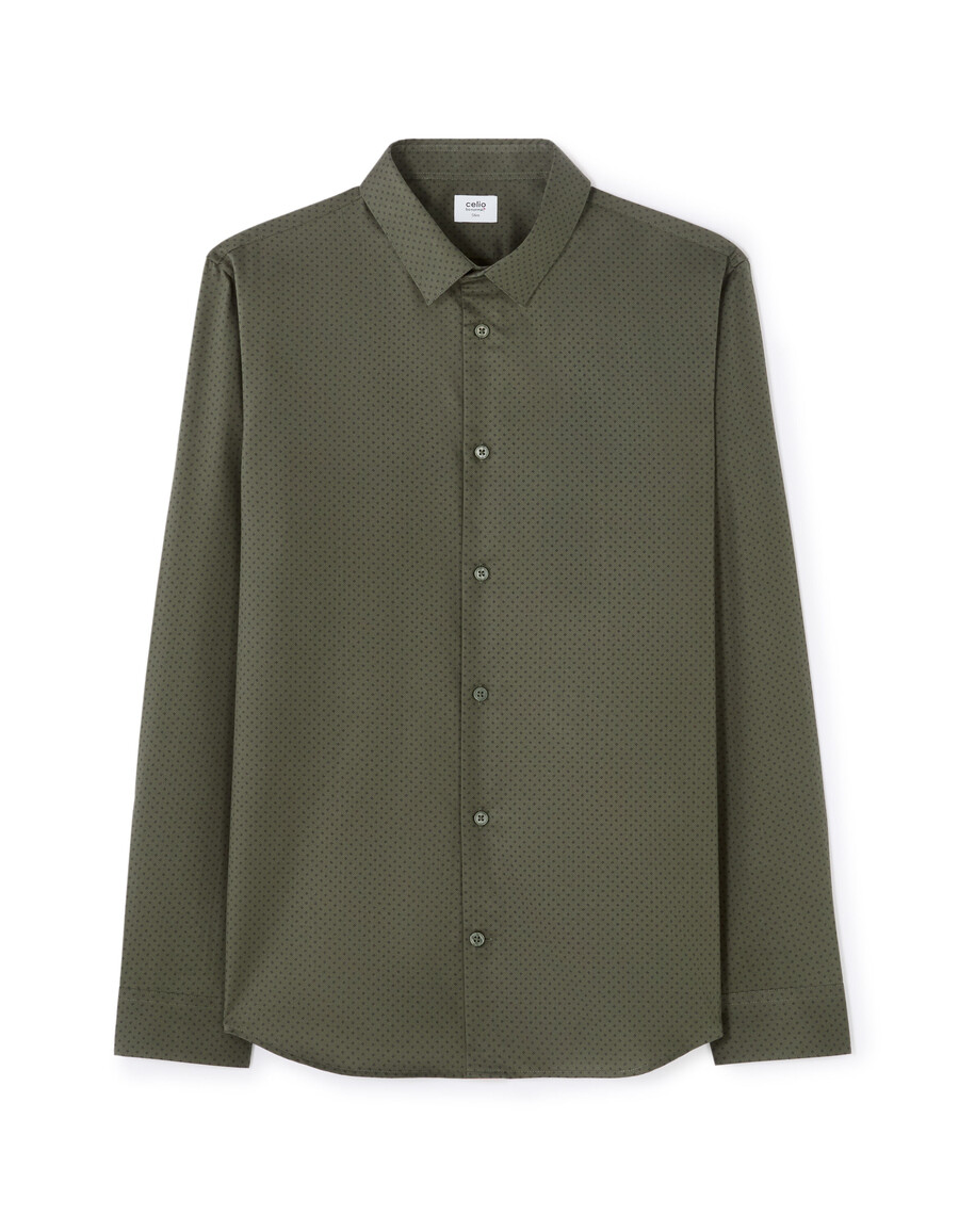camisa microestampada de corte regular 100 algodón