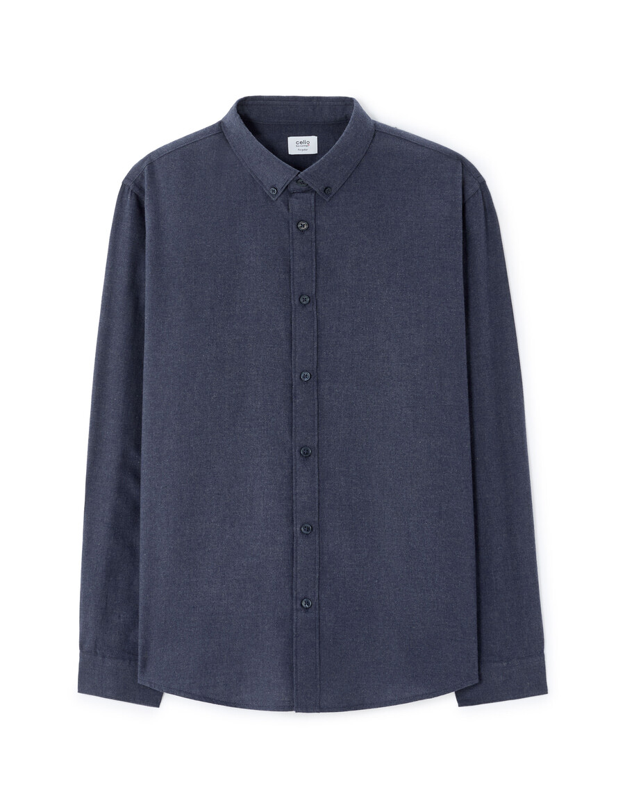 camisa de franela lisa de corte regular