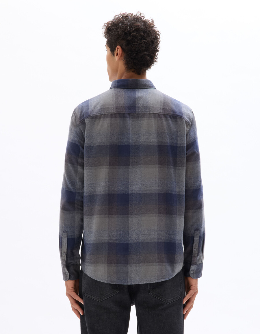 camisa de franela a cuadros de corte regular en 100 algodón
