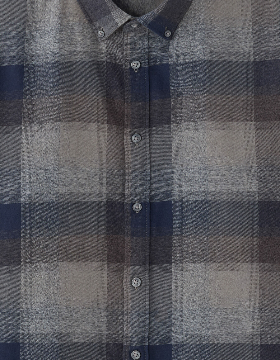 camisa de franela a cuadros de corte regular en 100 algodón