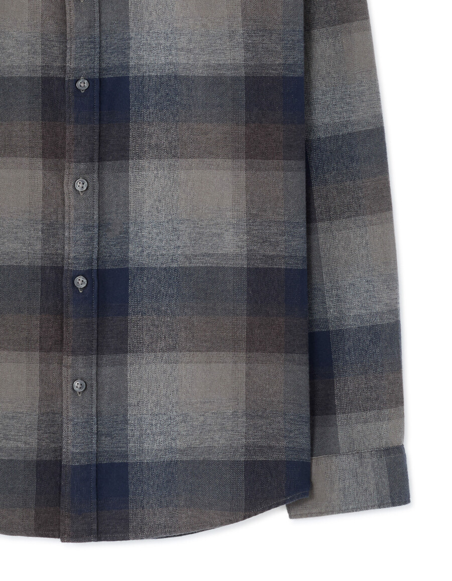 camisa de franela a cuadros de corte regular en 100 algodón