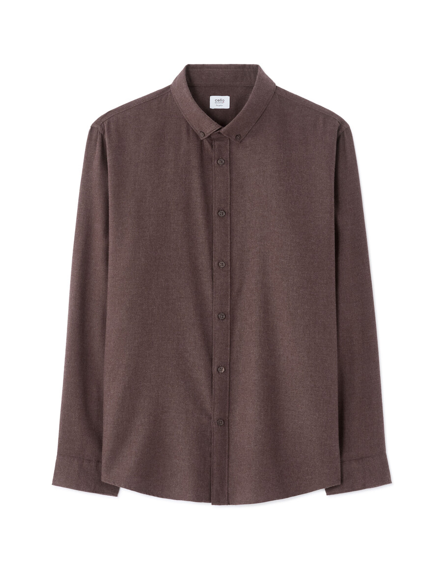 camisa de franela lisa de corte regular