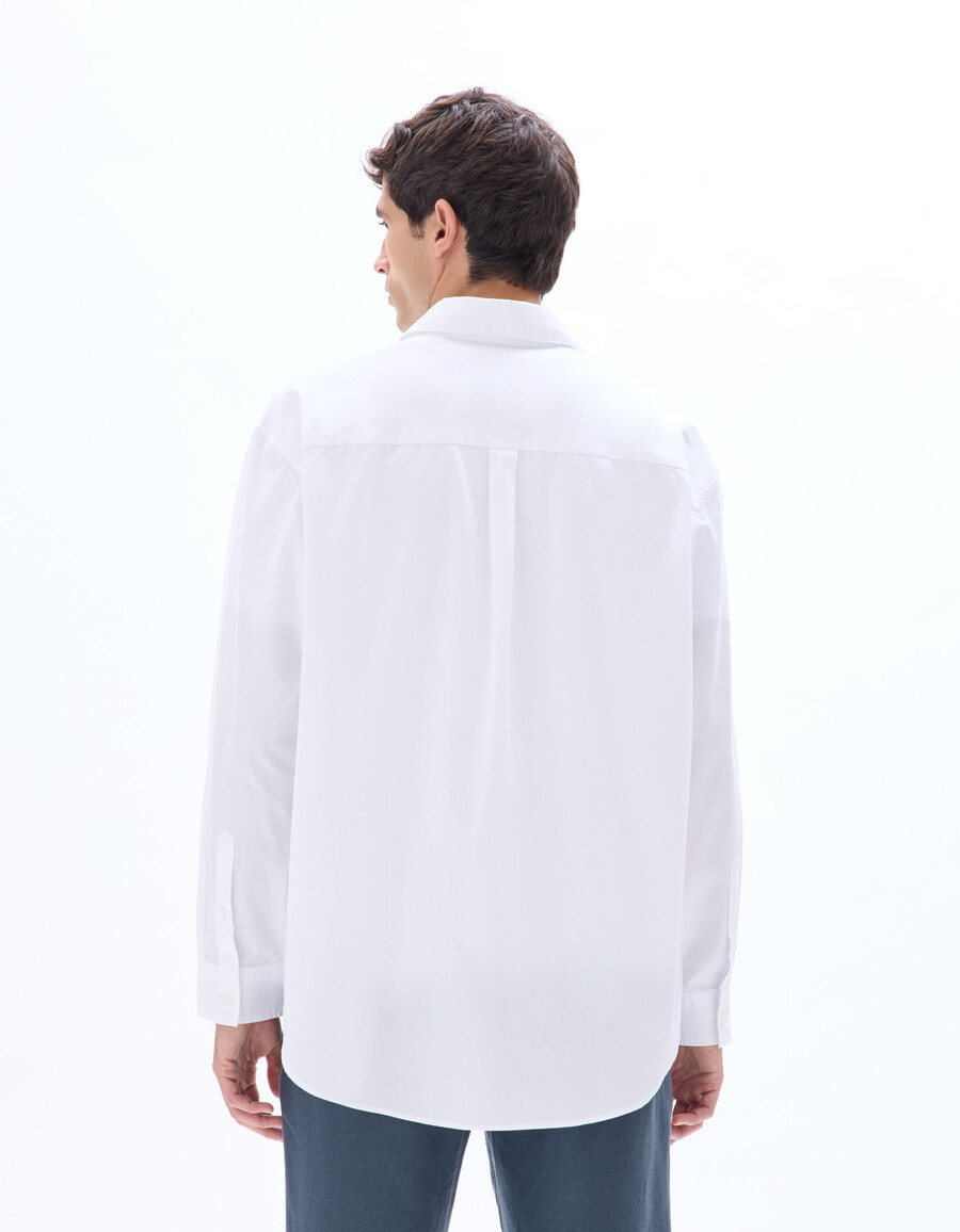 camisa de popelina de algodón lisa de gran tamaño