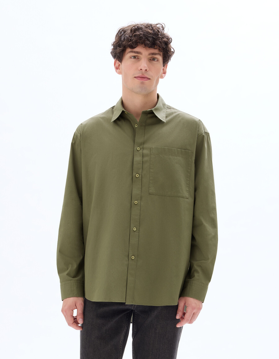 camisa de popelina de algodón lisa de gran tamaño
