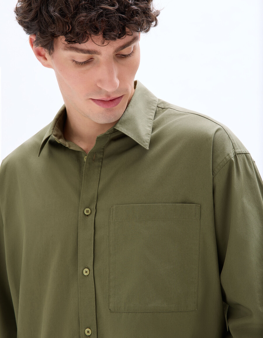 camisa de popelina de algodón lisa de gran tamaño