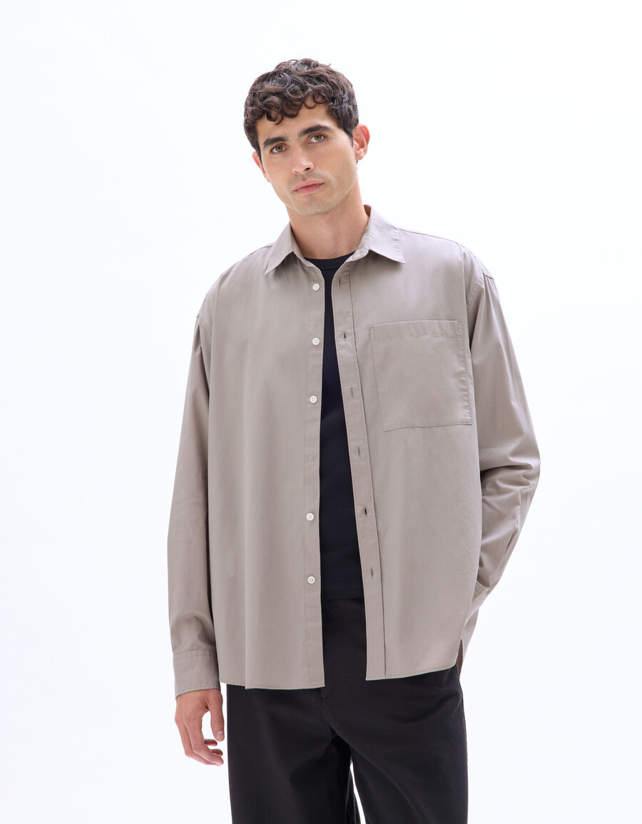 camisa de popelina de algodón lisa de gran tamaño
