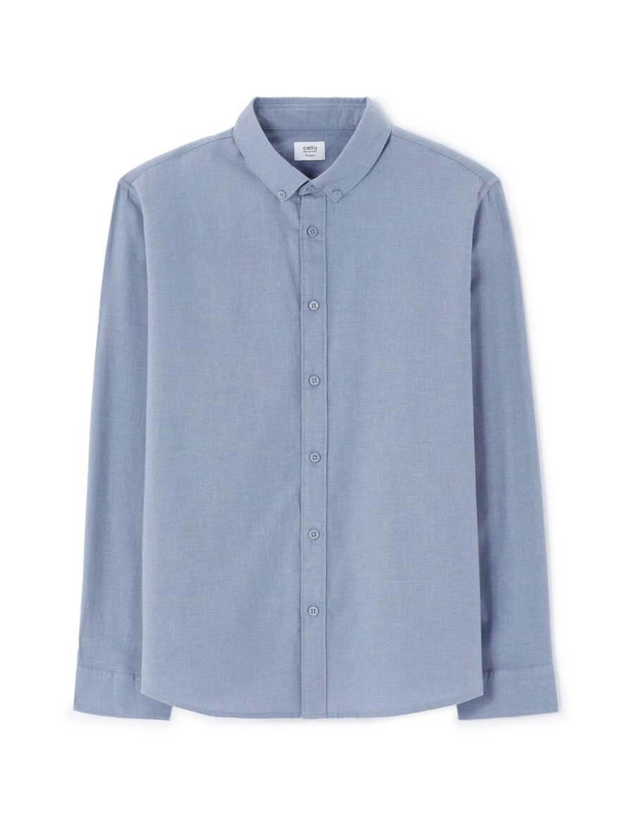 camisa de franela lisa de corte regular