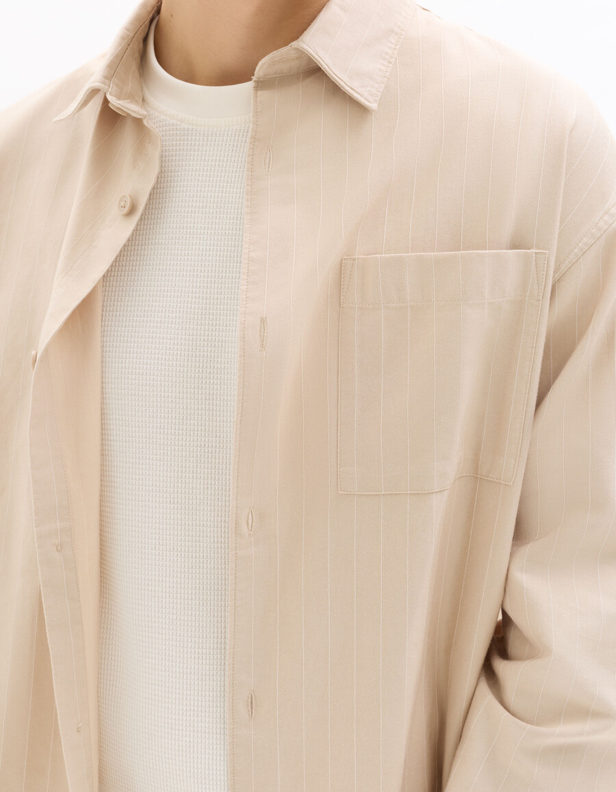 camisa holgada de algodón tencel a rayas