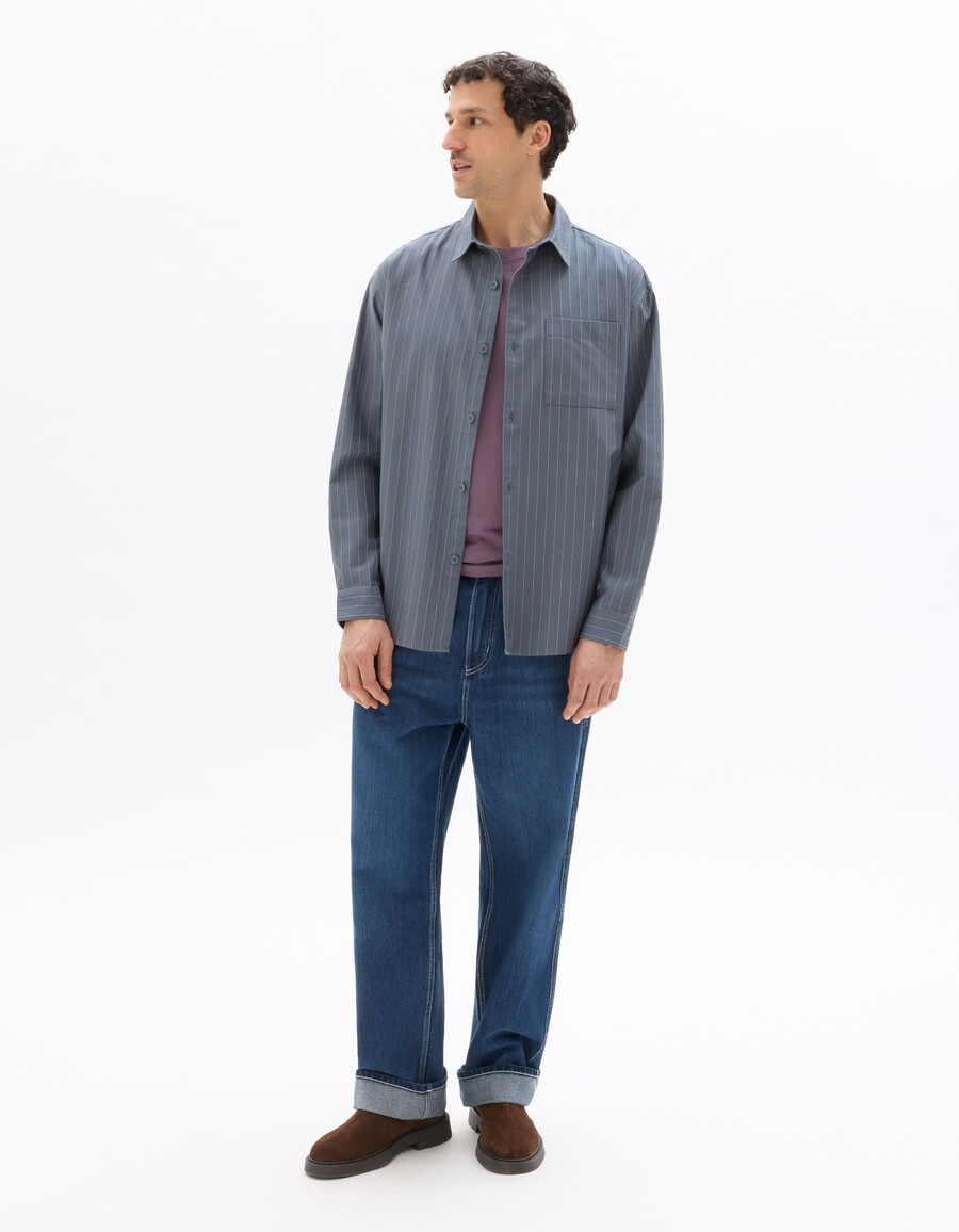 camisa holgada de algodón tencel a rayas