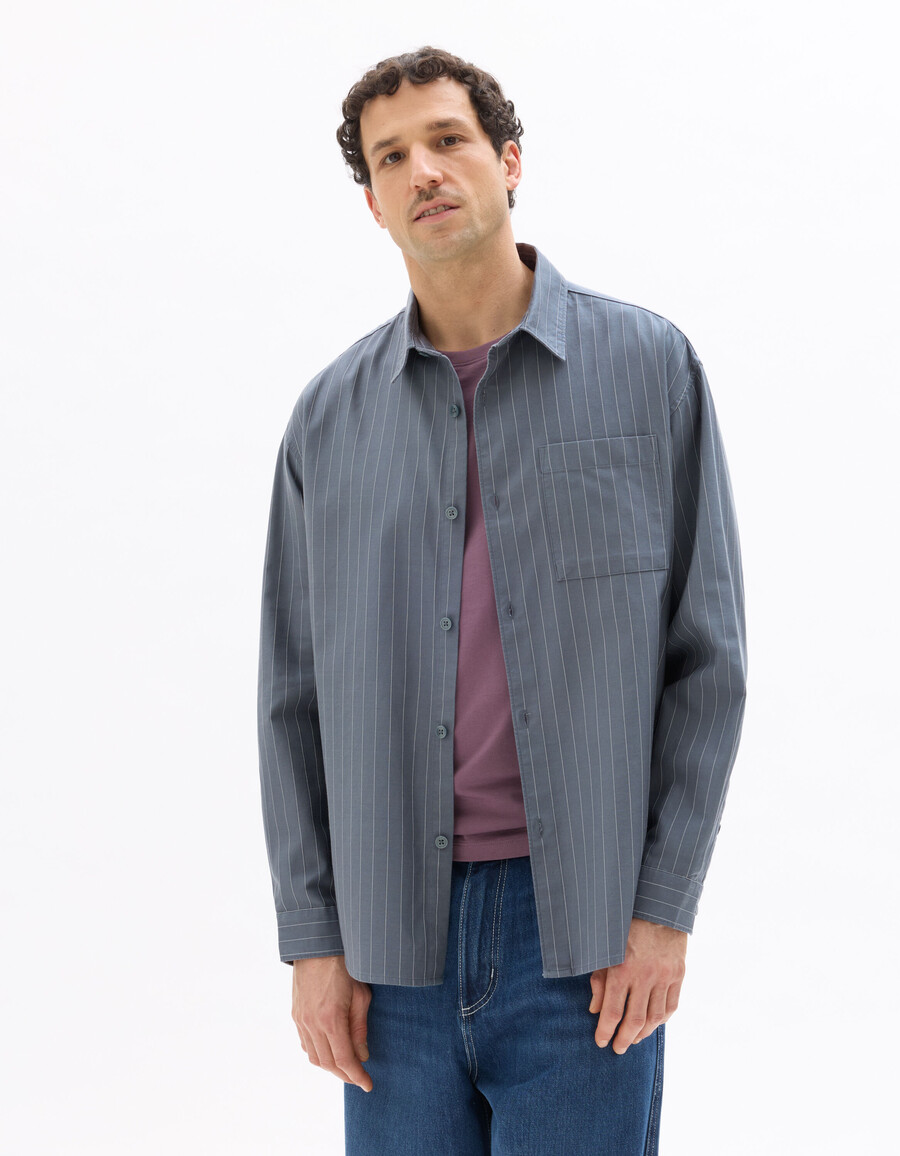 camisa holgada de algodón tencel a rayas