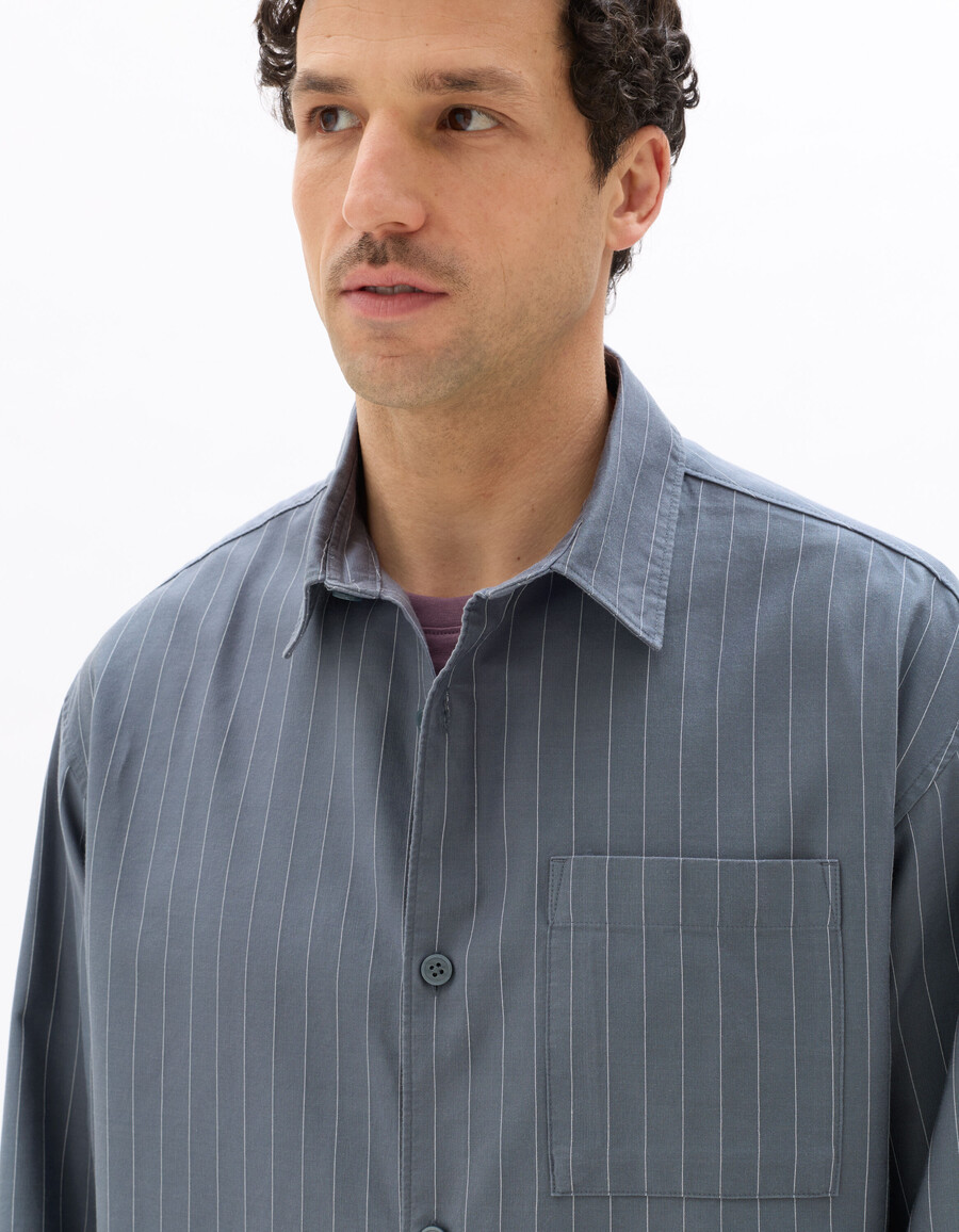 camisa holgada de algodón tencel a rayas