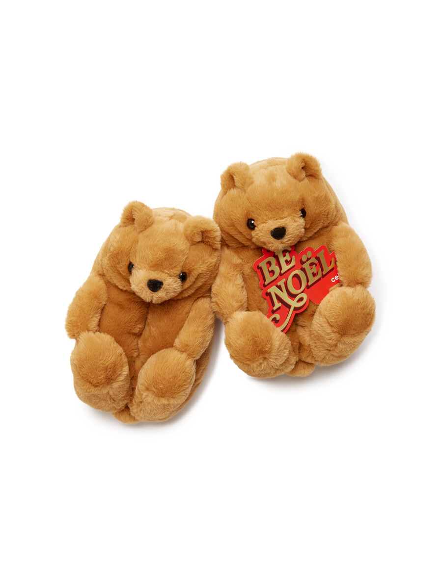 pantuflas navideñas de osito de peluche