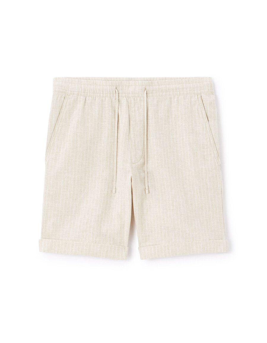 bermudas de lino y algodón a rayas