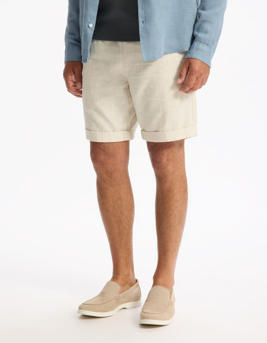 bermudas de lino y algodón a rayas