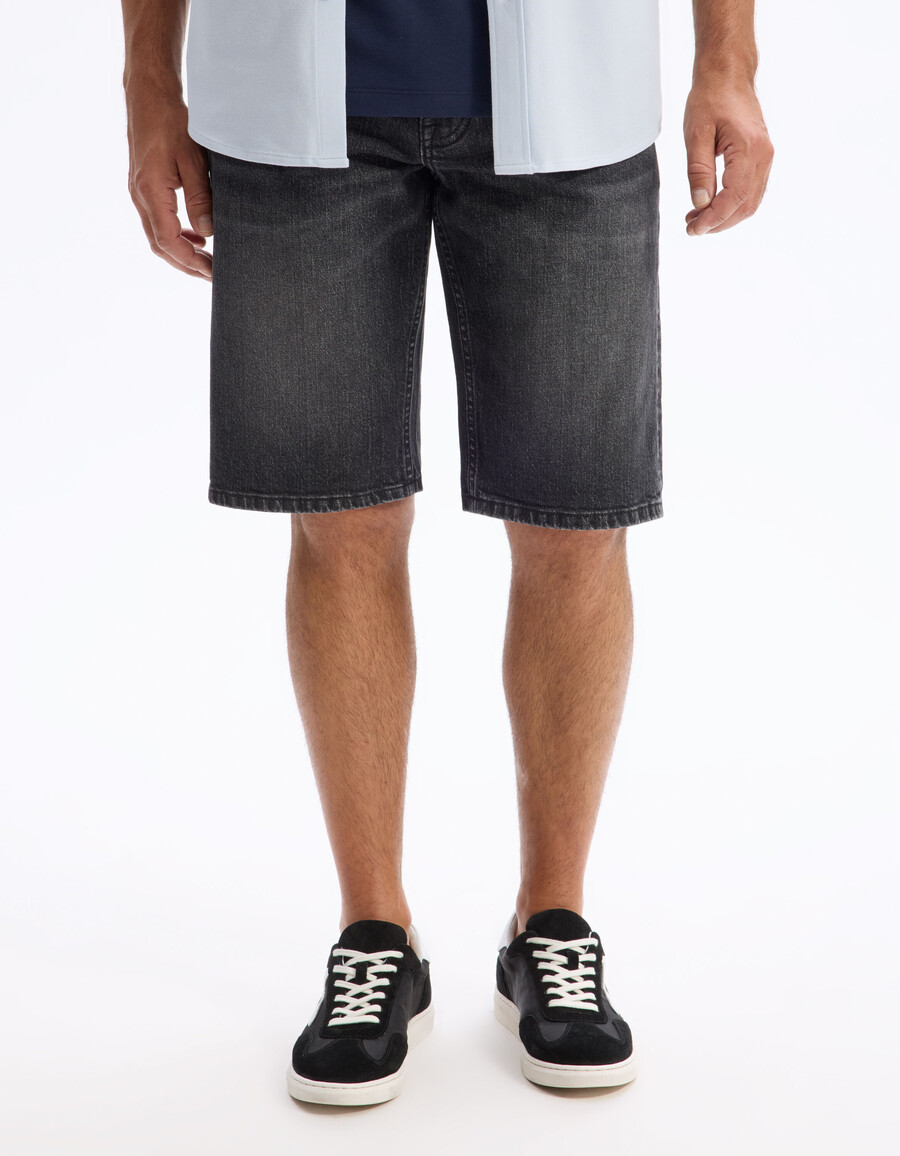 bermudas vaqueras de algodón elástico negro