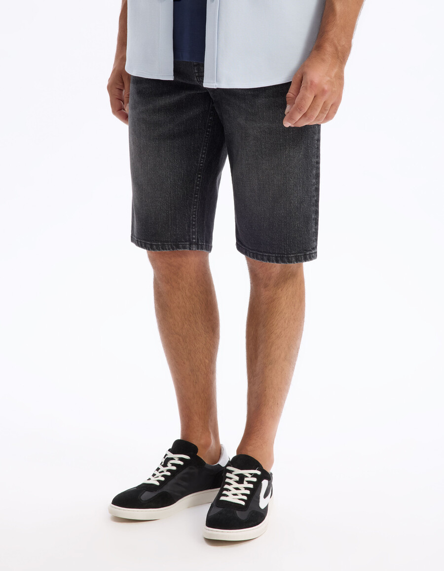 bermudas vaqueras de algodón elástico negro